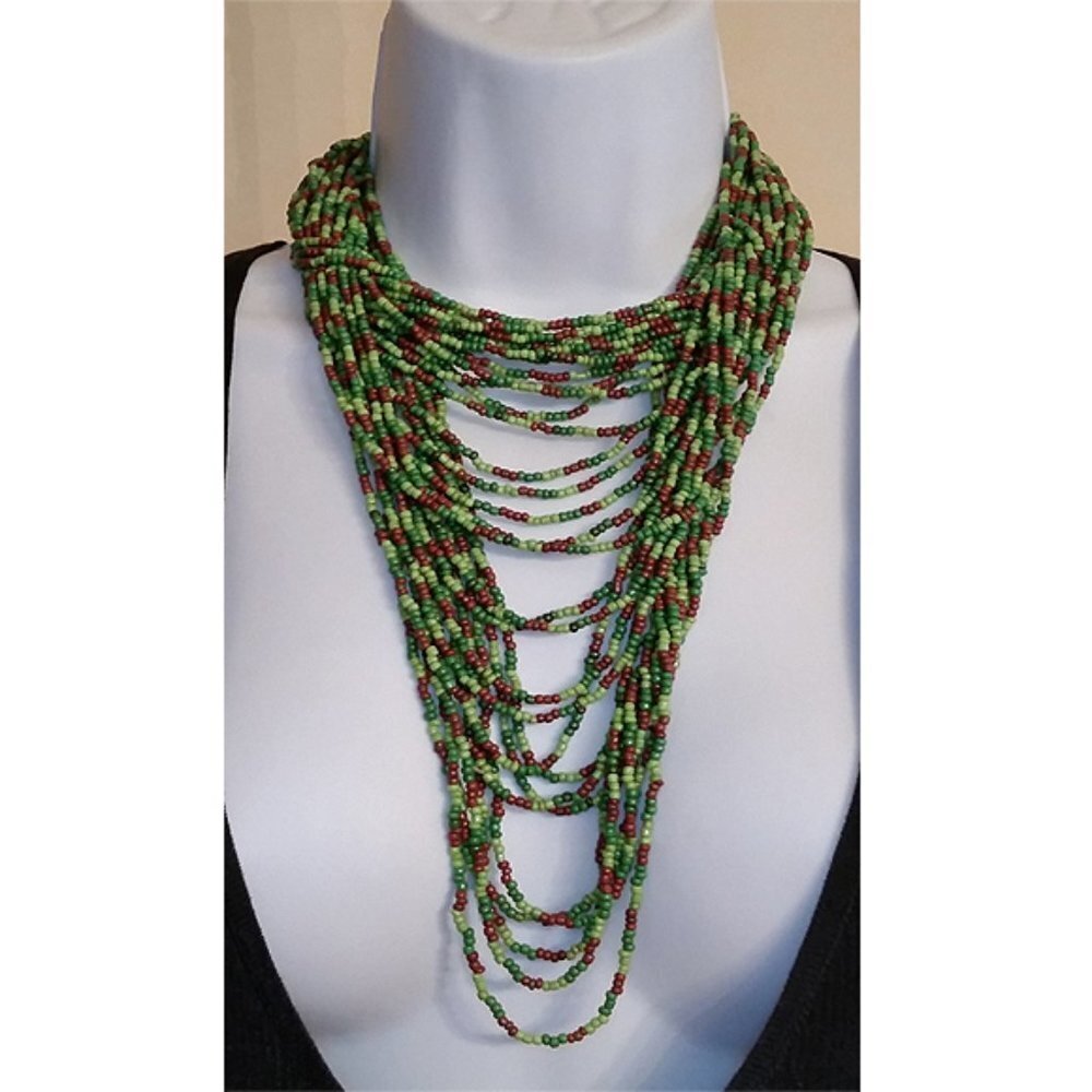 Artisan Handcrafted Layered Statement Seed Bead N… - image 2